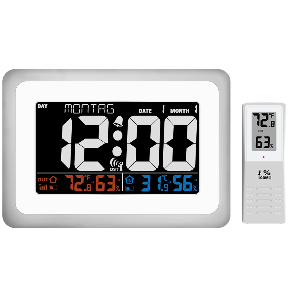 Digital LED Alarm Clock RCC Radio Controlled Wireless Weather Station Indoor Outdoor Temperature Thermometer Humidity Hygrometer
Digital LED Alarm Clock RCC Radio Controlled Wireless Weather Station Indoor Outdoor Temperature Thermometer Humidity Hygrometer