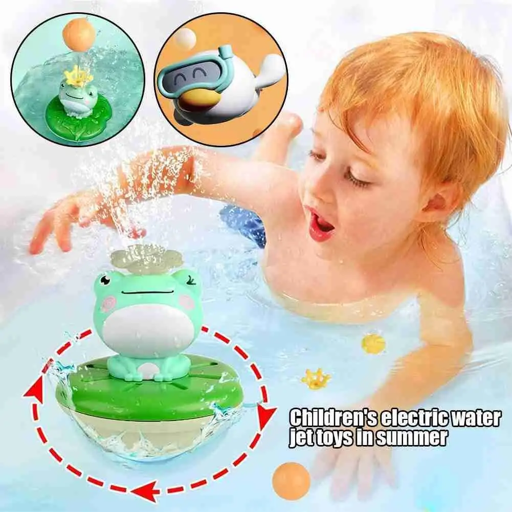 

Cute Frog Electric Baby Bath Toys With 5pcs Water Spray Accessories For Toddlers Kids Boys Girls Bathtub Dolphin Jet Ball Toy