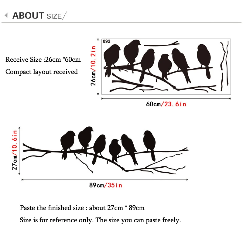 Black Bird on the branch Wall Sticker bedroom living room Background decoration Mural art Decals Cute bird stickers Home Decor
Black Bird on the branch Wall Sticker bedroom living room Background decoration Mural art Decals Cute bird stickers Home Decor