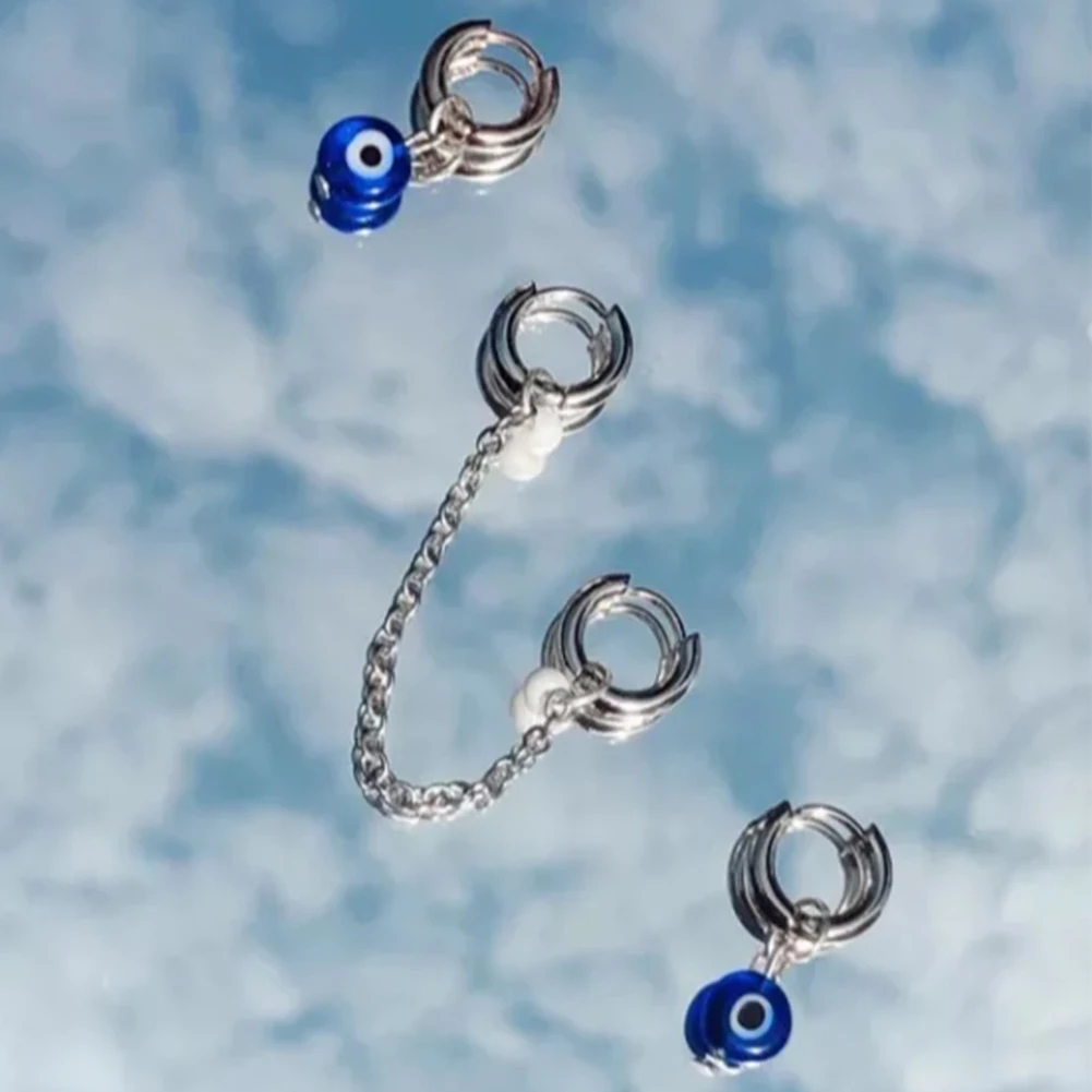 JUST FEEL Silver Color Long Chain Stainless Steel Circle Earrings for Women Blue Evil Eye Pendant Hoop Earrings Fashion Jewelry
JUST FEEL Silver Color Long Chain Stainless Steel Circle Earrings for Women Blue Evil Eye Pendant Hoop Earrings Fashion Jewelry