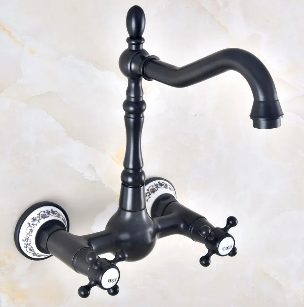 Black Oil Rubbed Brass Double Handle/Hole Wall Mounted Kitchen Bathroom Basin Faucet Sink Mixer Tap Swivel Spout 360' dnf472
Black Oil Rubbed Brass Double Handle/Hole Wall Mounted Kitchen Bathroom Basin Faucet Sink Mixer Tap Swivel Spout 360' dnf472