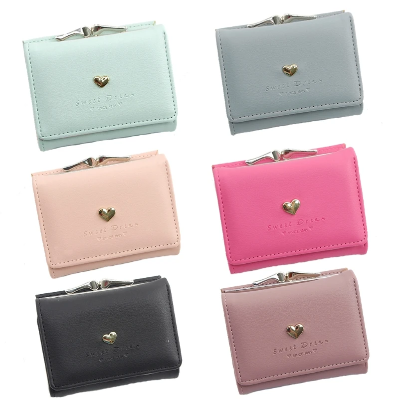 Women Sweet Heart Small Wallet Faux Leather Short Coin Purse Multi-Slots Button Bag Solid Color Card Holder Pocket
Women Sweet Heart Small Wallet Faux Leather Short Coin Purse Multi-Slots Button Bag Solid Color Card Holder Pocket