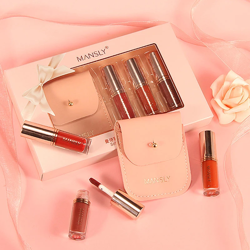 Mini Three-piece Matte Lip Glaze With Storage Bag Not Stick To The Cup Cosmetic Long-lasting Makeup Dry And Not Greasy TSLM1
Mini Three-piece Matte Lip Glaze With Storage Bag Not Stick To The Cup Cosmetic Long-lasting Makeup Dry And Not Greasy TSLM1