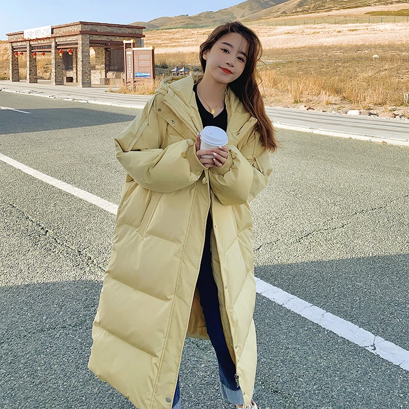 Women's Jacket Winter Cotton-padded Loose Over-the-knee Long Hooded Casual Ivory Button Fashion New Korean White Duck Down Coat
Women's Jacket Winter Cotton-padded Loose Over-the-knee Long Hooded Casual Ivory Button Fashion New Korean White Duck Down Coat
