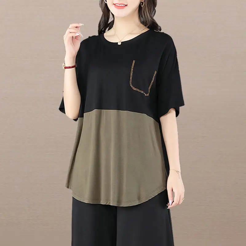 Wide Leg Pant Sets 100kg Women 2021 Summer New Loose Casual Korea Style Short Sleeve 2 Piece Crop Top Blouse Clothes Factory Hot
Wide Leg Pant Sets 100kg Women 2021 Summer New Loose Casual Korea Style Short Sleeve 2 Piece Crop Top Blouse Clothes Factory Hot