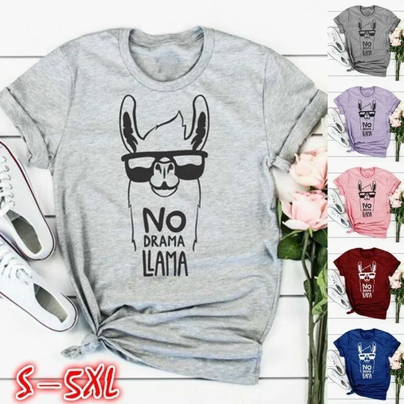 No Drama Llama Alpaca Print T Shirt Women Short Sleeve O Neck Loose Tshirt Summer Women Tee Shirt Tops Camisetas Mujer
No Drama Llama Alpaca Print T Shirt Women Short Sleeve O Neck Loose Tshirt Summer Women Tee Shirt Tops Camisetas Mujer
