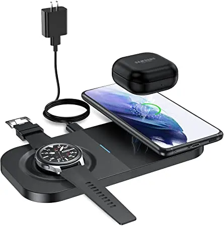

3 In 1 Wireless Chargers for iPhone/Samsung 15W Qi Fast Wireless Charging Station With Fast QC3.0 Charger For Galaxy Watch/Buds