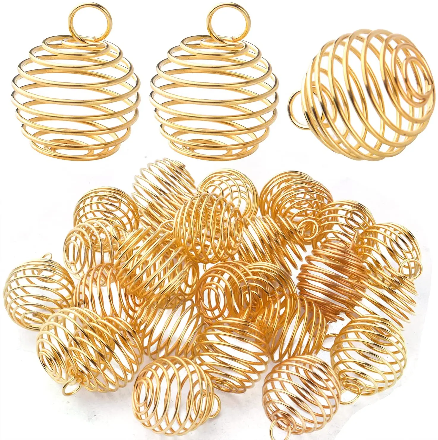 30pcs Golden Plated Spiral Bead Cage Pendants Stainless Steel Cage Charms Stone Holder for DIY Necklace Jewelry Making Findings
30pcs Golden Plated Spiral Bead Cage Pendants Stainless Steel Cage Charms Stone Holder for DIY Necklace Jewelry Making Findings