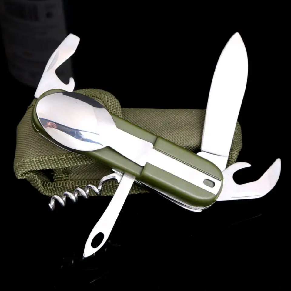 Outdoor Camping Multi-Functional Knife Detachable Travel Tableware Knife Folding Small Fork and Spoon Integrated Bottle Opener
Outdoor Camping Multi-Functional Knife Detachable Travel Tableware Knife Folding Small Fork and Spoon Integrated Bottle Opener