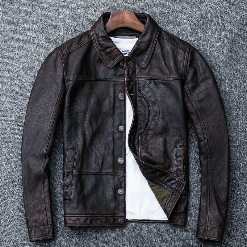 GU.SEEMIO Vintage 100% Cowhide Men's Jacket Genuine Leather Cowskin Male Fashion Clothing Classical Motorcycle Free Shipping
GU.SEEMIO Vintage 100% Cowhide Men's Jacket Genuine Leather Cowskin Male Fashion Clothing Classical Motorcycle Free Shipping