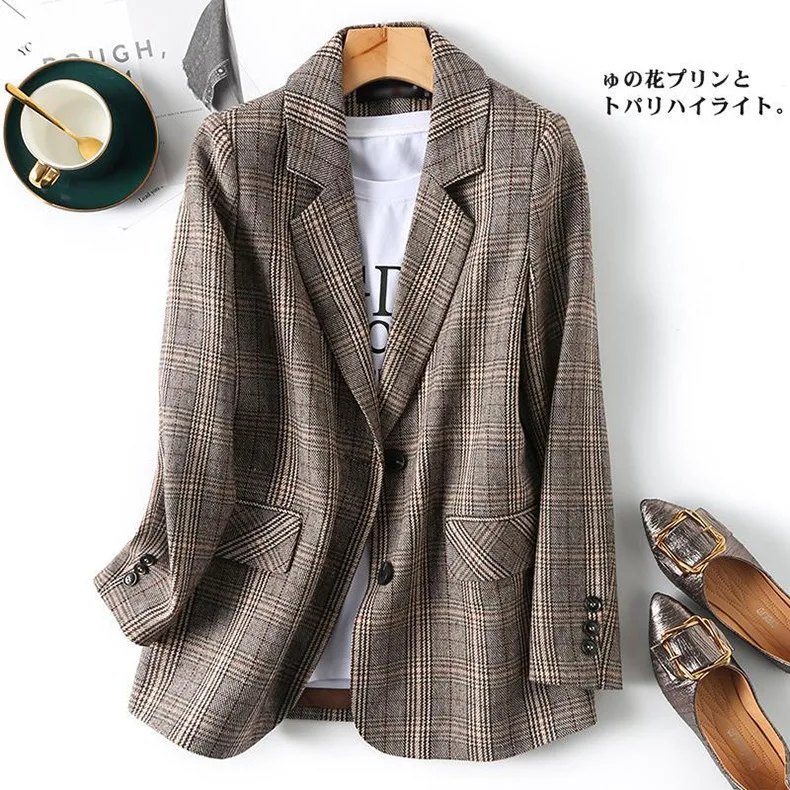 Fashion British style sub suit women's loose Korean casual coat women's Plaid small suit coat
Fashion British style sub suit women's loose Korean casual coat women's Plaid small suit coat