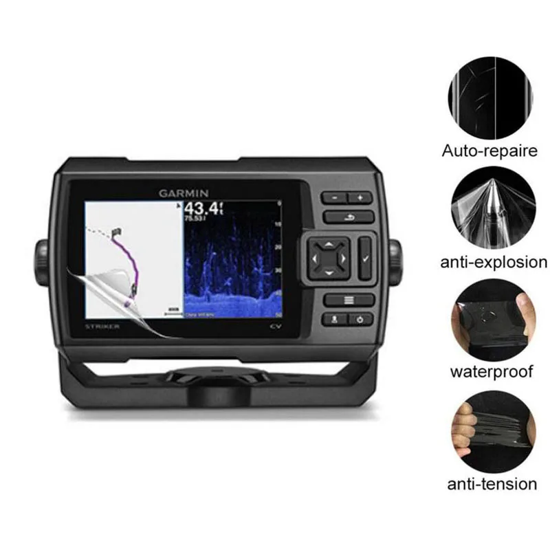 2 x ПЭТ прозрачная защитная пленка для экрана Защитная Garmin Striker Plus 5 5cv 5dv Fishfinder