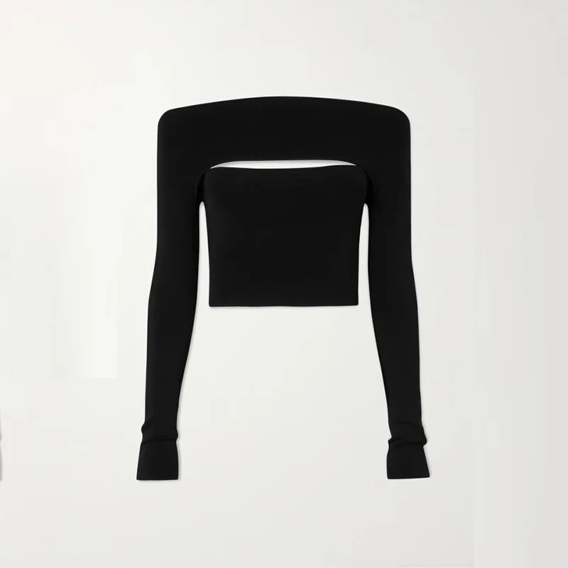 Women T Shirt Hollow Out Long Sleeve Black White Tshirt Women Asymmetry Sexy Short T Shirt Women 2021 New Fashion C785
Women T Shirt Hollow Out Long Sleeve Black White Tshirt Women Asymmetry Sexy Short T Shirt Women 2021 New Fashion C785