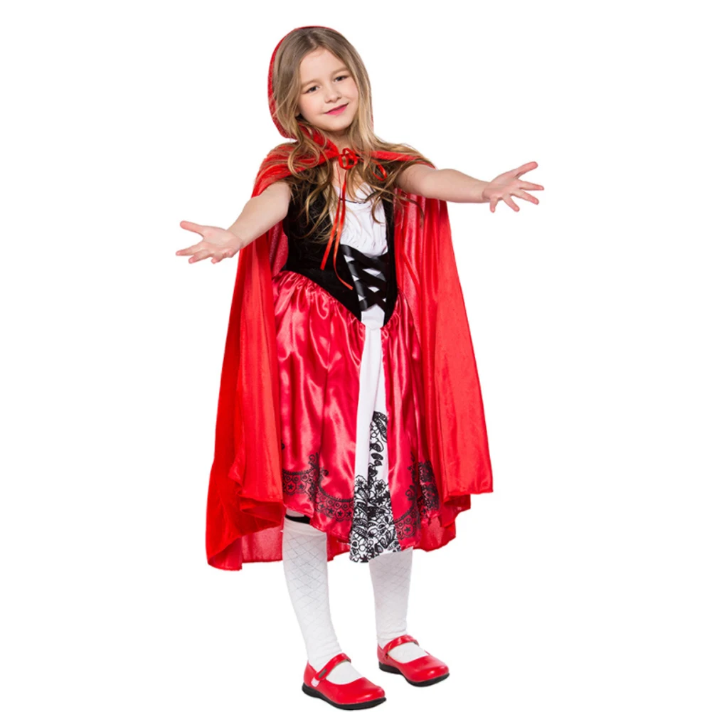 Little Red Riding Hood Cloak Halloween Costume Red Cape with Zipper Back Cosplay Suit for Girls XS - L 
Little Red Riding Hood Cloak Halloween Costume Red Cape with Zipper Back Cosplay Suit for Girls XS - L