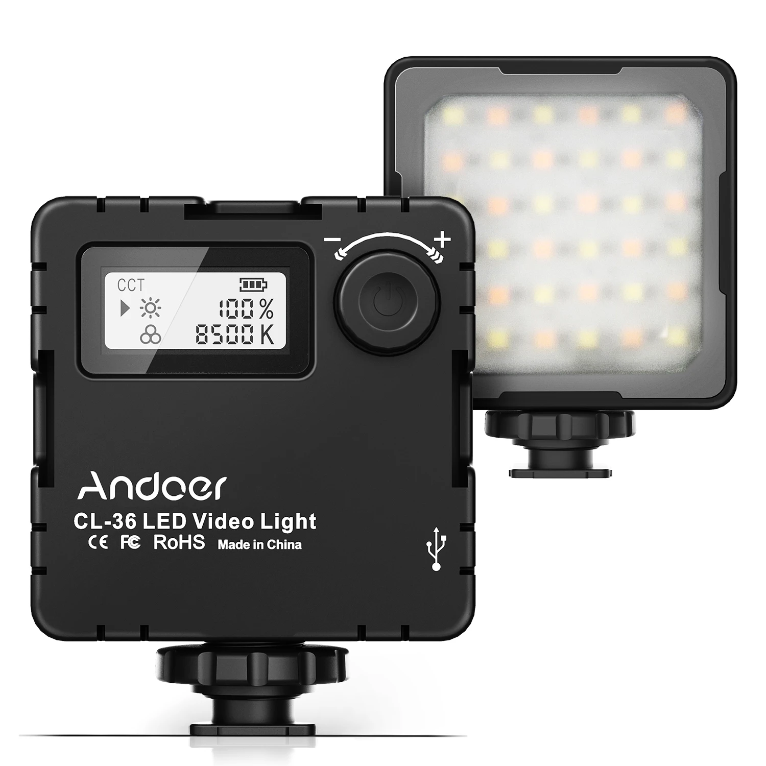 Andoer CL-36 Mini Bi-color LED Video Light lamp 2800K-8500K Dimmable Fill Light with 3 Cold Shoe Mounts LCD Vlog for camera
Andoer CL-36 Mini Bi-color LED Video Light lamp 2800K-8500K Dimmable Fill Light with 3 Cold Shoe Mounts LCD Vlog for camera