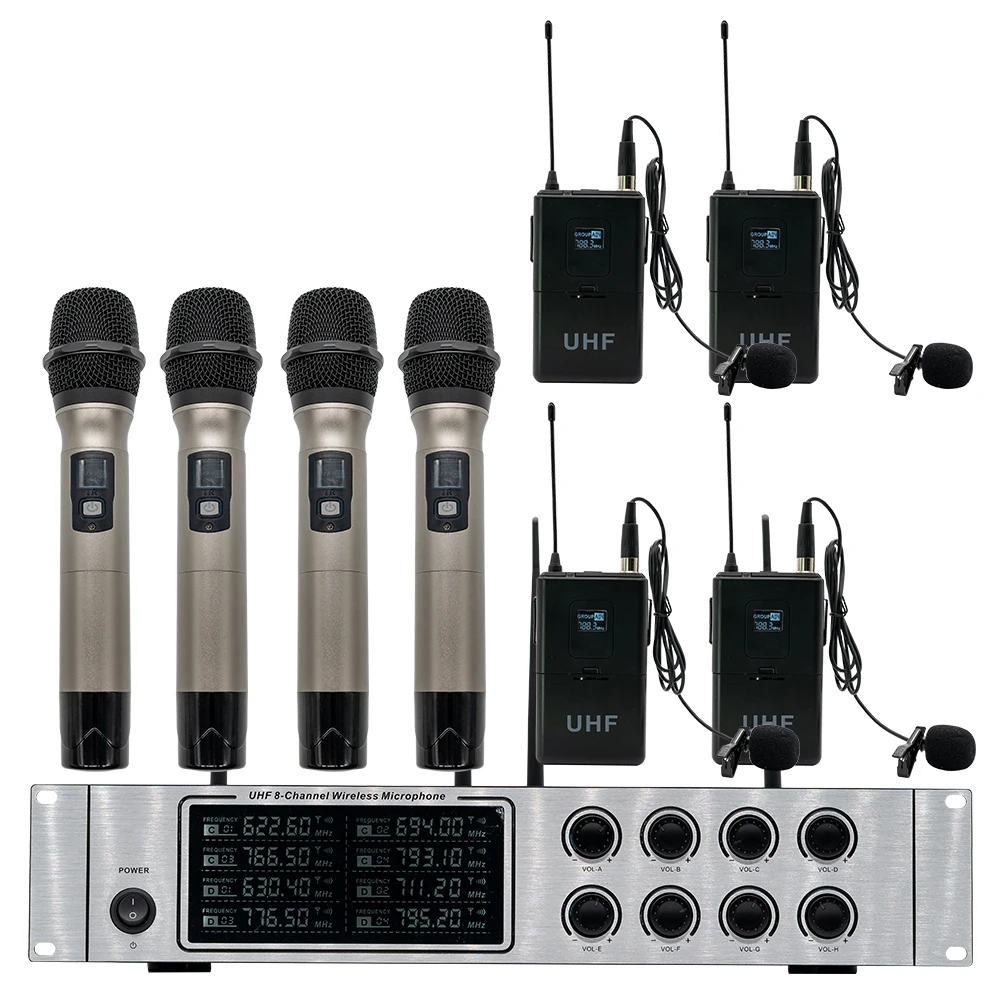 Wireless microphone system professional UHF channel dynamic microphone 8-channel stage performance lavalier microphone
Wireless microphone system professional UHF channel dynamic microphone 8-channel stage performance lavalier microphone