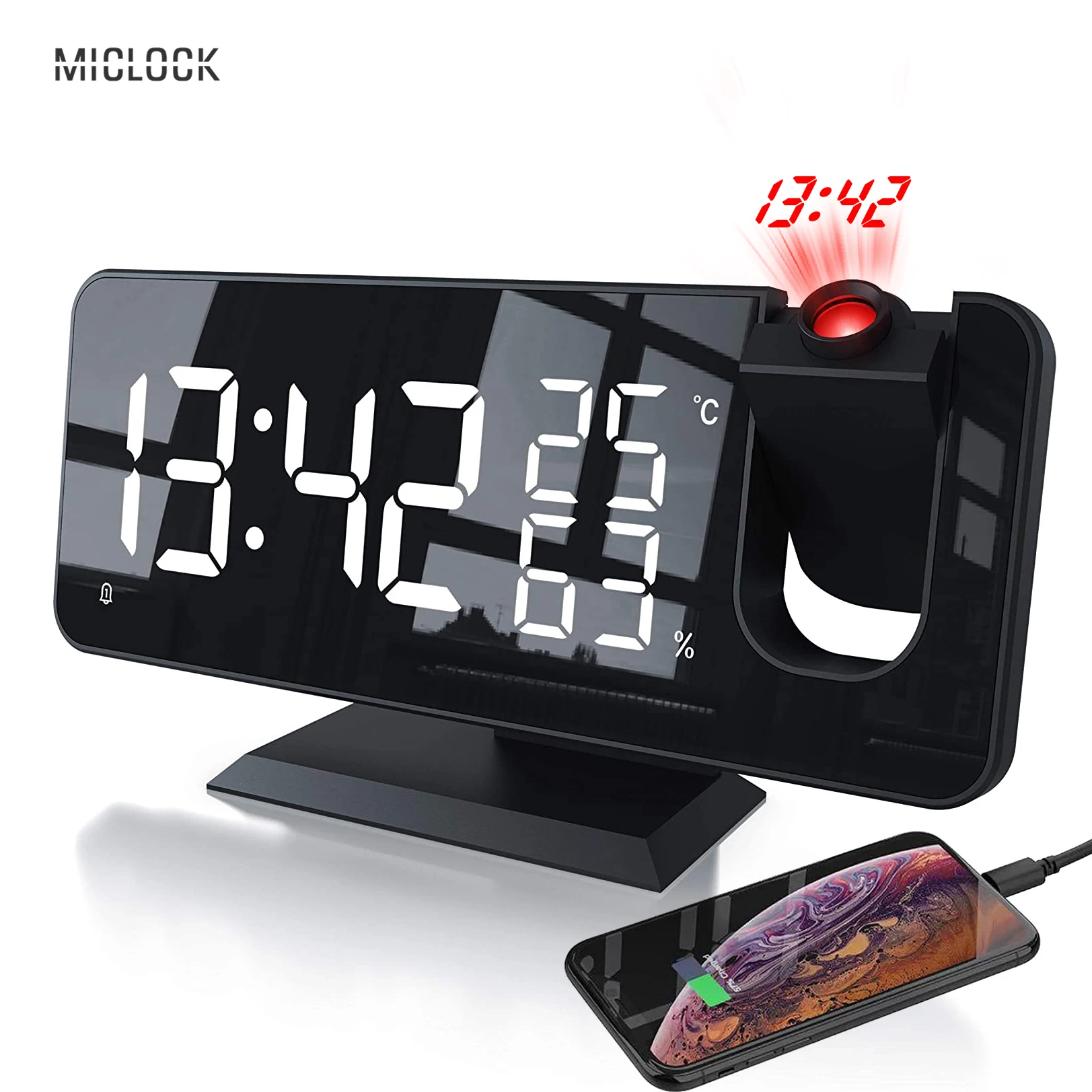 MICLOCK LED Digital Projection Alarm Clock Electronic Alarm Clock with Snooze 180° Projection FM Radio Time Bedroom Desktop
MICLOCK LED Digital Projection Alarm Clock Electronic Alarm Clock with Snooze 180° Projection FM Radio Time Bedroom Desktop