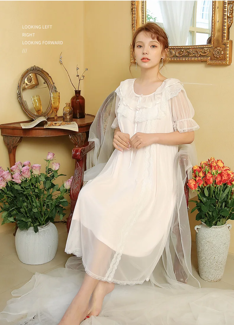 Cotton Nightdress Women 2021 Spring/Summer Princess Court Style Thin Loose Nightgown Mesh Short Sleeve Mid-Calf Sleeping Dress
Cotton Nightdress Women 2021 Spring/Summer Princess Court Style Thin Loose Nightgown Mesh Short Sleeve Mid-Calf Sleeping Dress