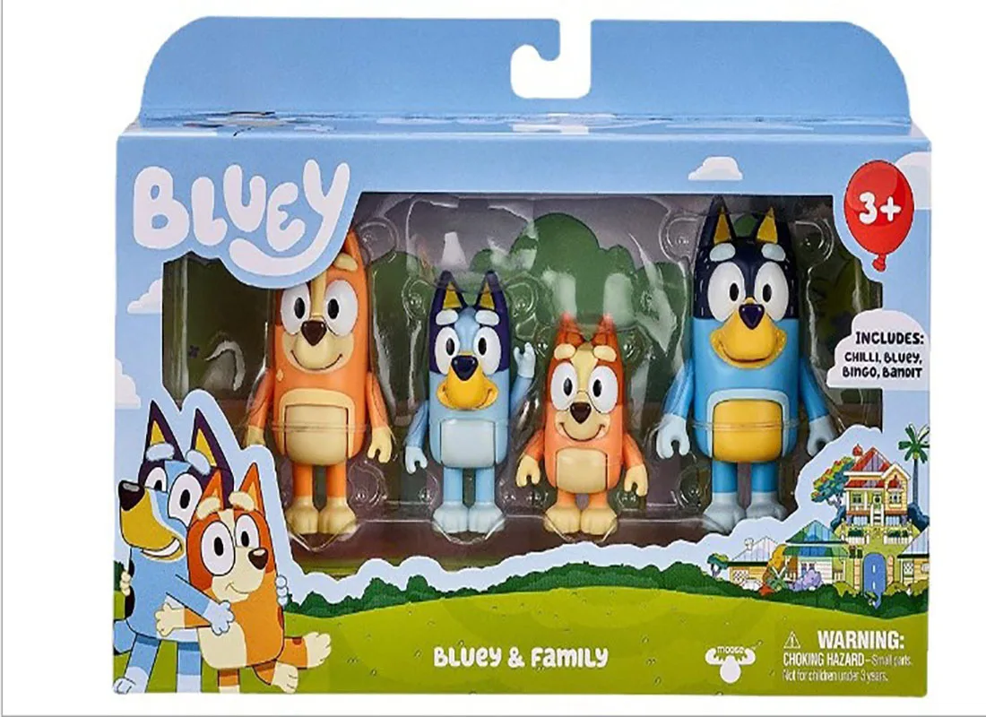 С коробкой 4 шт./компл. Bluey семейная аниме фигурка игрушка сделано из мультфильма