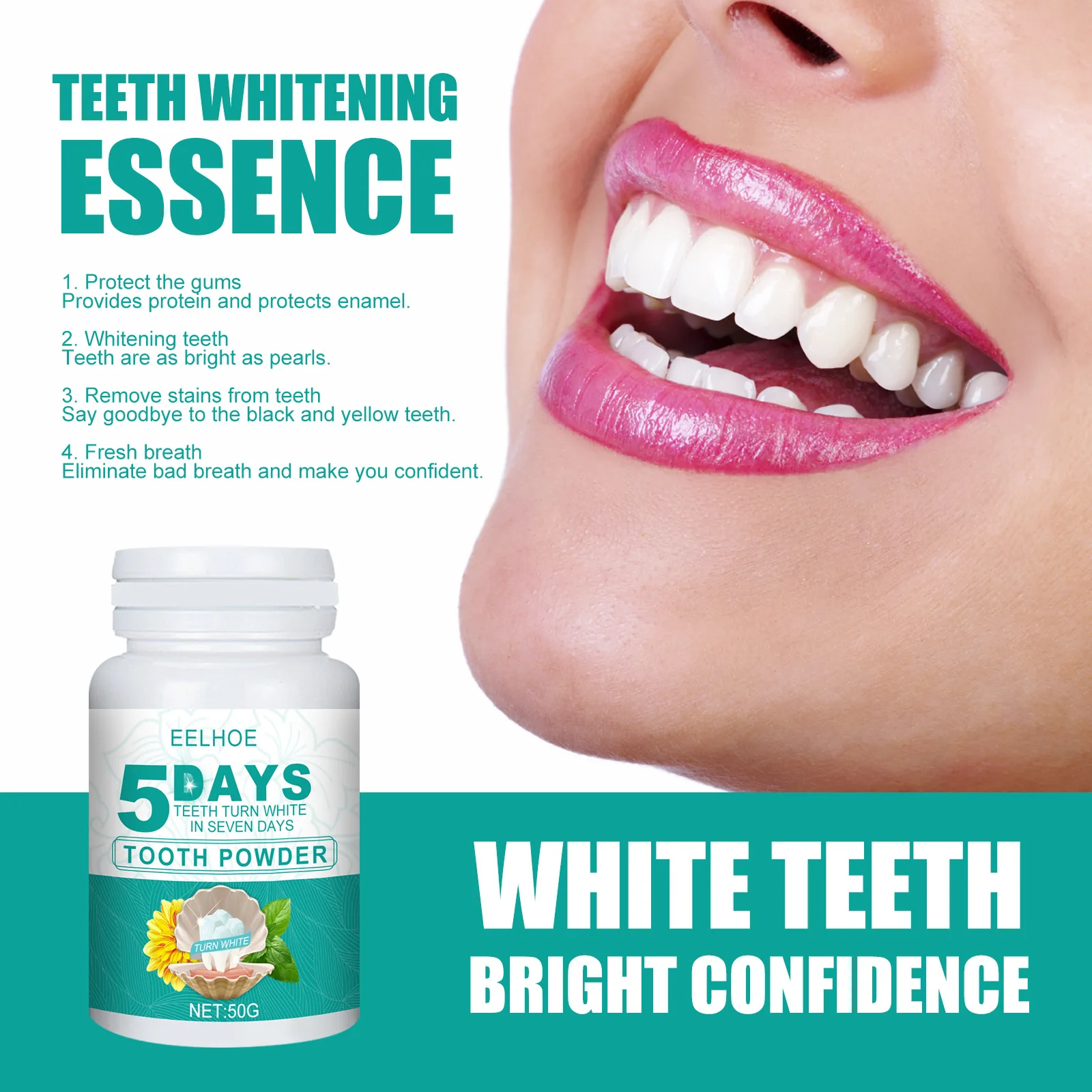 100g Teeth Whitening Powder for Remove Smoke Coffee Tea Stains Freshen Bad Breath Dental Oral Care Tooth Powder
100g Teeth Whitening Powder for Remove Smoke Coffee Tea Stains Freshen Bad Breath Dental Oral Care Tooth Powder