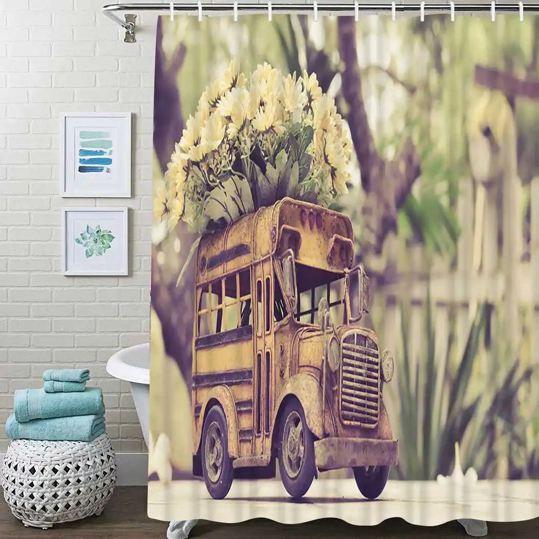 Vintage Truck Flower Shower Curtain Flowers Shower Curtain Waterproof Fabric For Bathroom Decor Shower Curtains Set With Hooks 
Vintage Truck Flower Shower Curtain Flowers Shower Curtain Waterproof Fabric For Bathroom Decor Shower Curtains Set With Hooks