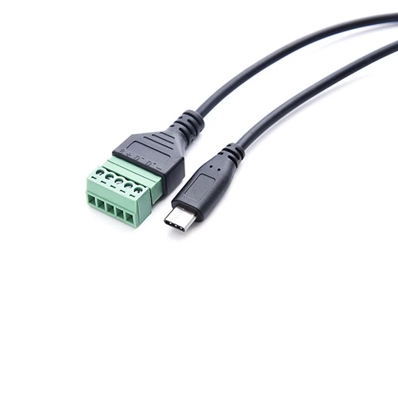 10 шт./лот 30 см USB Тип C штекер на 5-контактный винтовой зажим гнездовой паяльный