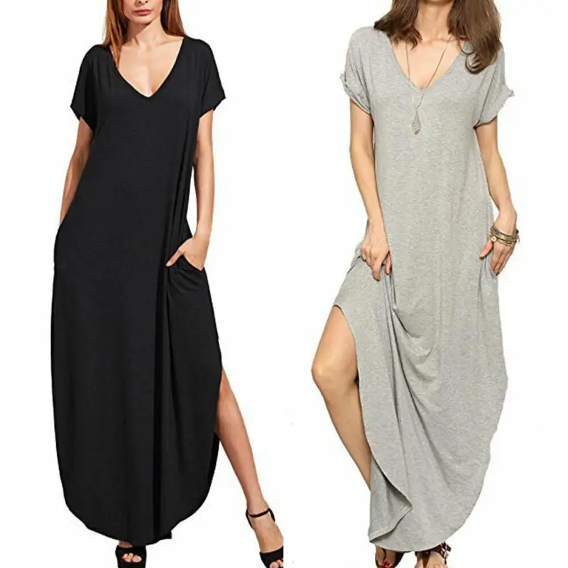 Fashion Long Dress Women Women Holiday Beach Solid Split V-Neck Women Clothing Casual Dress
Fashion Long Dress Women Women Holiday Beach Solid Split V-Neck Women Clothing Casual Dress