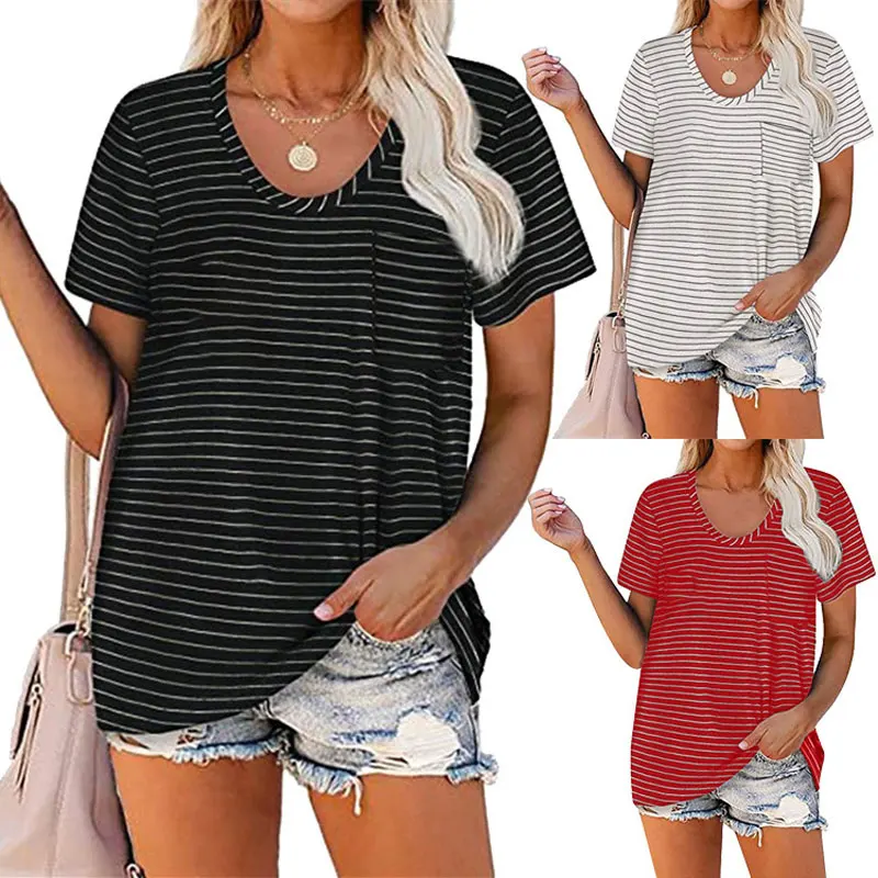 Women Stripe Printed Round Neck Short Sleeve Casual Simple Summer T-shirts Tops
Women Stripe Printed Round Neck Short Sleeve Casual Simple Summer T-shirts Tops