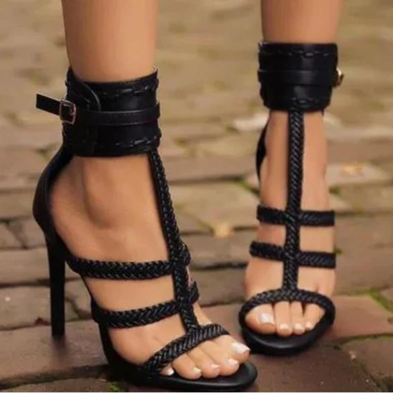 Black Gladiator Women Sandals Sexy Buckle Peep Toe Stiletto High Heels Wedding Summer Rome Shoes For Women sandalias de mujer
Black Gladiator Women Sandals Sexy Buckle Peep Toe Stiletto High Heels Wedding Summer Rome Shoes For Women sandalias de mujer