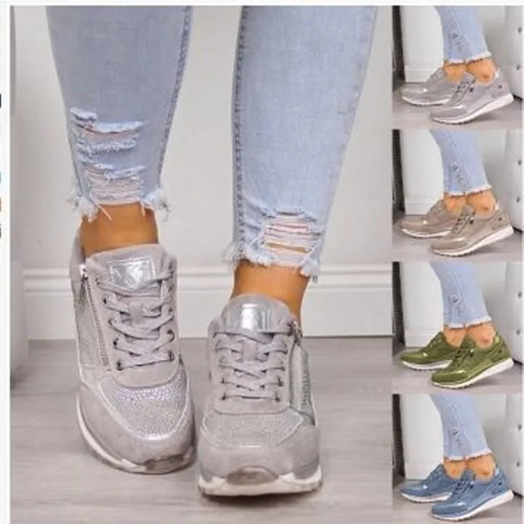 Women Sneaker 2021 Casual Wedge Ladies Flat Shoes Zipper Lace Up Comfortable Female Vulcanized Shoes Outdoor Single Shoe
Women Sneaker 2021 Casual Wedge Ladies Flat Shoes Zipper Lace Up Comfortable Female Vulcanized Shoes Outdoor Single Shoe