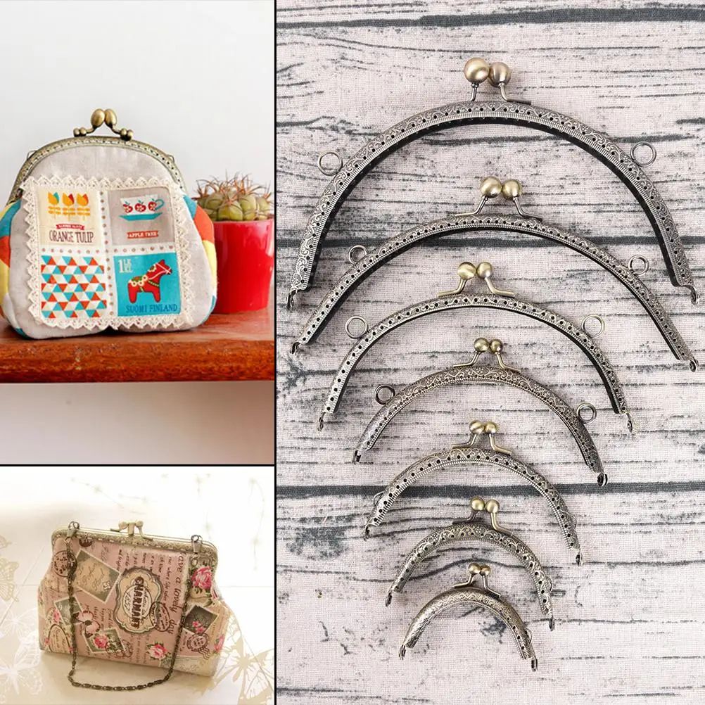 DIY 7 размеров античный латунный металлический кошелек рамка кольцо поцелуй