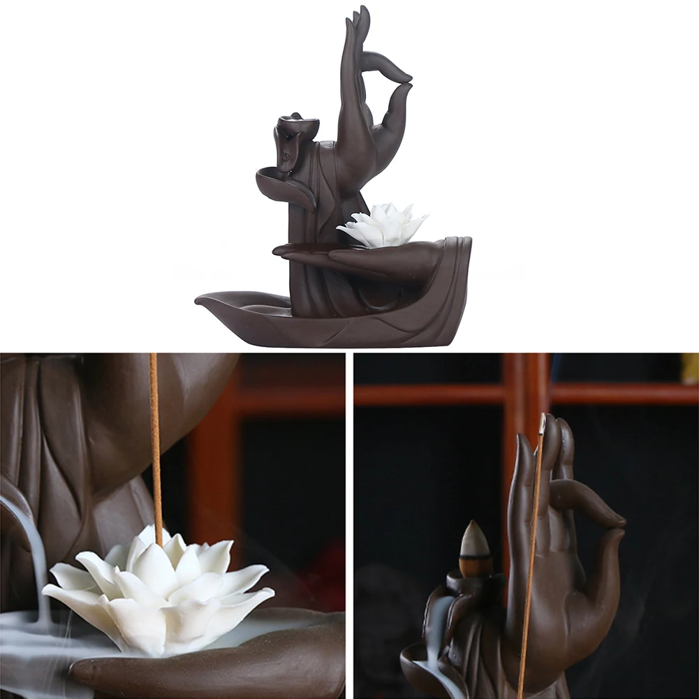 Buddha Hand Indoor Home Decor Censer Sticks Holder Aromatherapy Plate Purple Clay Backflow Handicraft Incense Burner Ornament
Buddha Hand Indoor Home Decor Censer Sticks Holder Aromatherapy Plate Purple Clay Backflow Handicraft Incense Burner Ornament