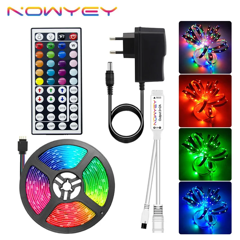 LED Strip Light 2835 12V 5M RGB LED Lights Strip 44Key Remote Control Luces LED Flexible RGB Tape Backlight Neon Ribbon For Room
LED Strip Light 2835 12V 5M RGB LED Lights Strip 44Key Remote Control Luces LED Flexible RGB Tape Backlight Neon Ribbon For Room