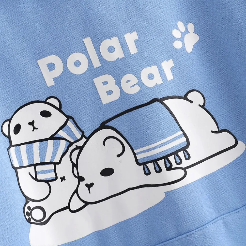 Bear Ears Hat Hoodie Women Winter Warm Sweatshirt Kawaii Cute Polar Bear Printed Blouse Long Sleeve Sweatshirts Pocket Hoodies
Bear Ears Hat Hoodie Women Winter Warm Sweatshirt Kawaii Cute Polar Bear Printed Blouse Long Sleeve Sweatshirts Pocket Hoodies
