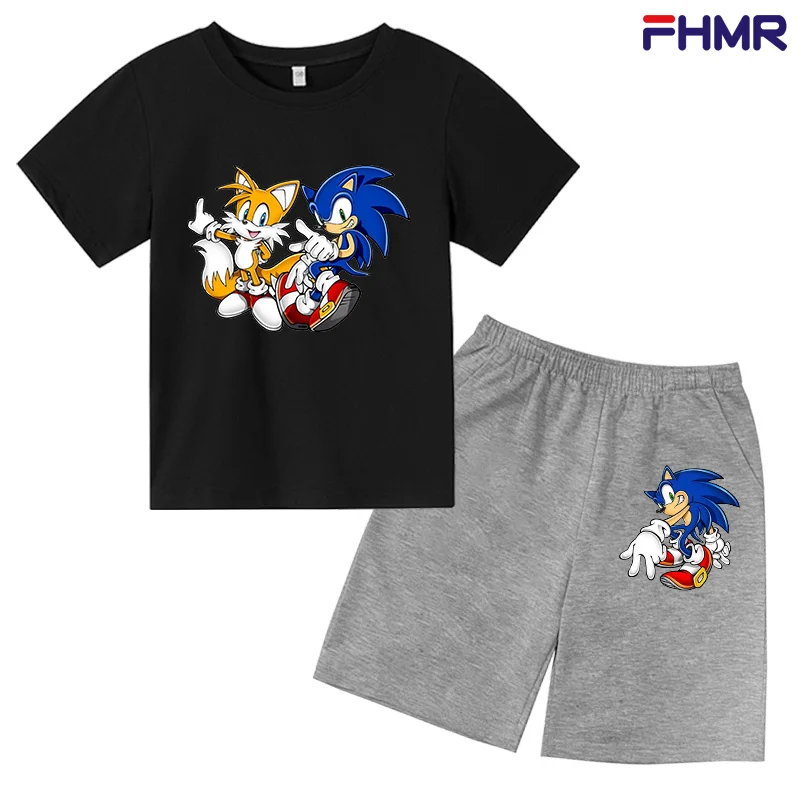 Fashion Children Summer Short-sleeved Suit Sonic Suit Cartoon Print T-shirt Shorts Suit Boy/girl Cartoon Top Clothes
Fashion Children Summer Short-sleeved Suit Sonic Suit Cartoon Print T-shirt Shorts Suit Boy/girl Cartoon Top Clothes