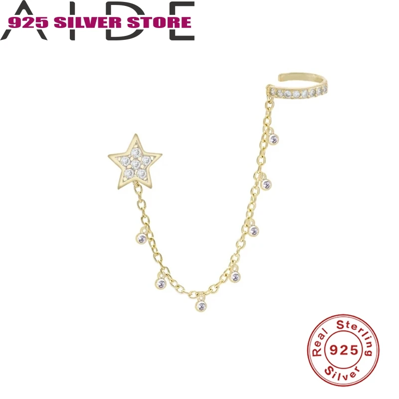 Aide 1pcs 925 Sterling Silver Clip On Earrings For Women Star CZ Chain Earrings Cartilage Fake Piercing Fine Jewelry Earcuff W4
Aide 1pcs 925 Sterling Silver Clip On Earrings For Women Star CZ Chain Earrings Cartilage Fake Piercing Fine Jewelry Earcuff W4