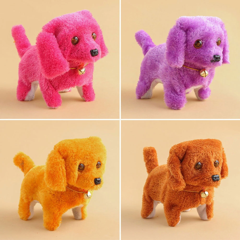 Электронная шагающая игрушка плюшевая разноцветная колышек для собаки лай