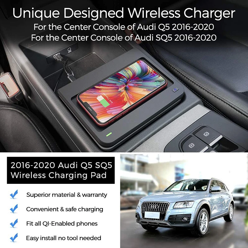 Быстрое зарядное устройство для Audi Q5L, SQ5, 2016-2020, беспроводное зарядное устройство без разрыва, простая установка, специальное автомобильное ...
Быстрое зарядное устройство для Audi Q5L, SQ5, 2016-2020, беспроводное зарядное устройство без разрыва, простая установка, специальное автомобильное ...