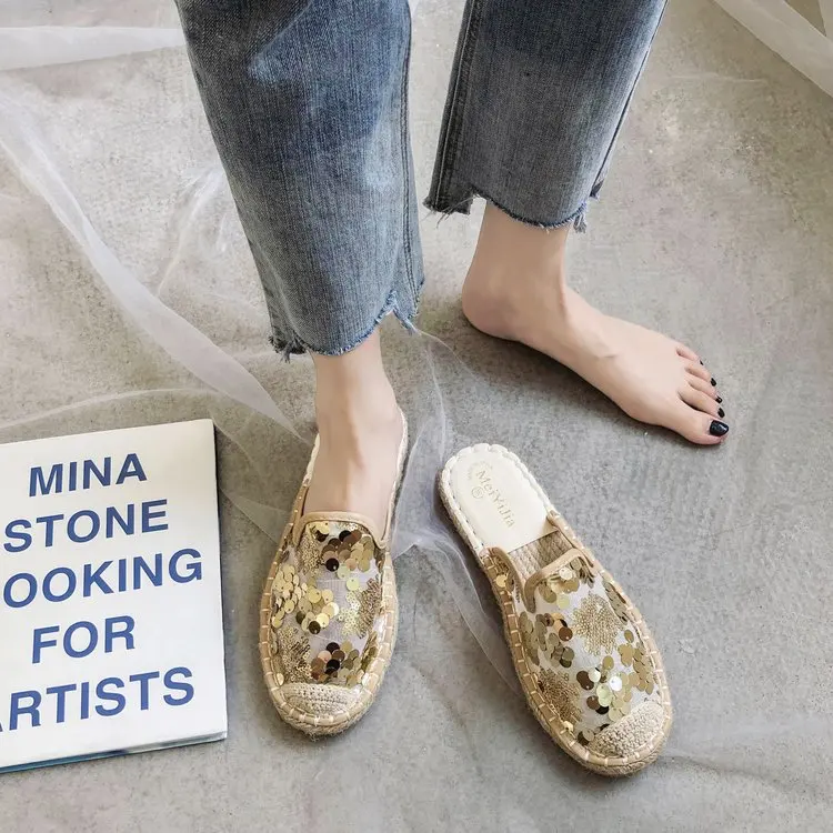 2021 Net Red Slippers Women's Summer New Style All-match Flat Women's Retro Baotou Half Slippers Fashion Sequined Muller Shoes
2021 Net Red Slippers Women's Summer New Style All-match Flat Women's Retro Baotou Half Slippers Fashion Sequined Muller Shoes