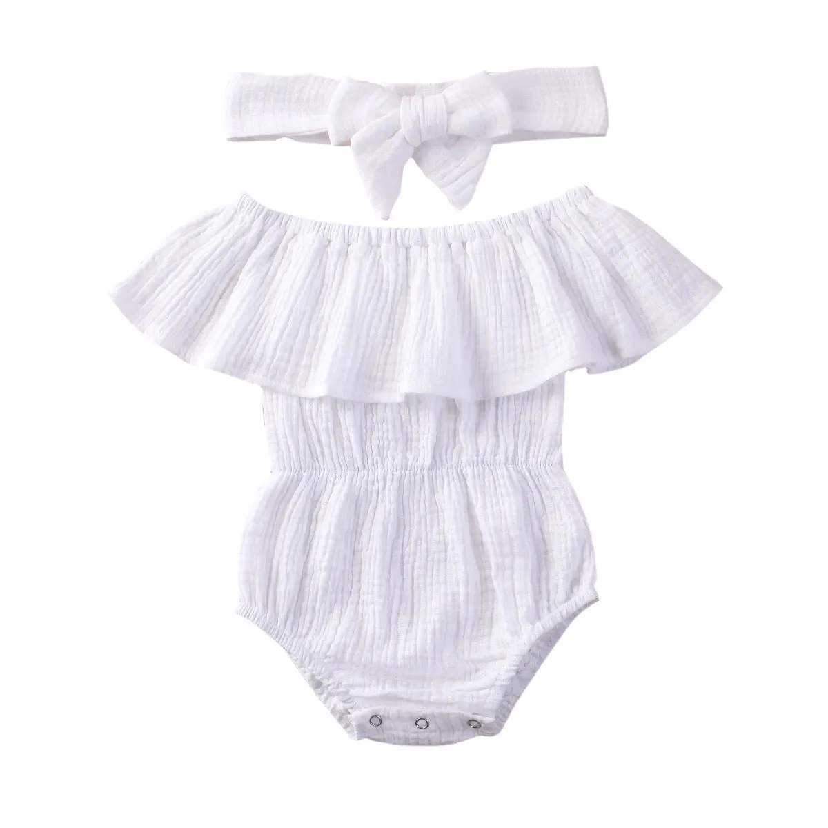 Newborn Baby Girls Short Sleeve Solid Romper Jumpsuit Clothing with Headband
Newborn Baby Girls Short Sleeve Solid Romper Jumpsuit Clothing with Headband