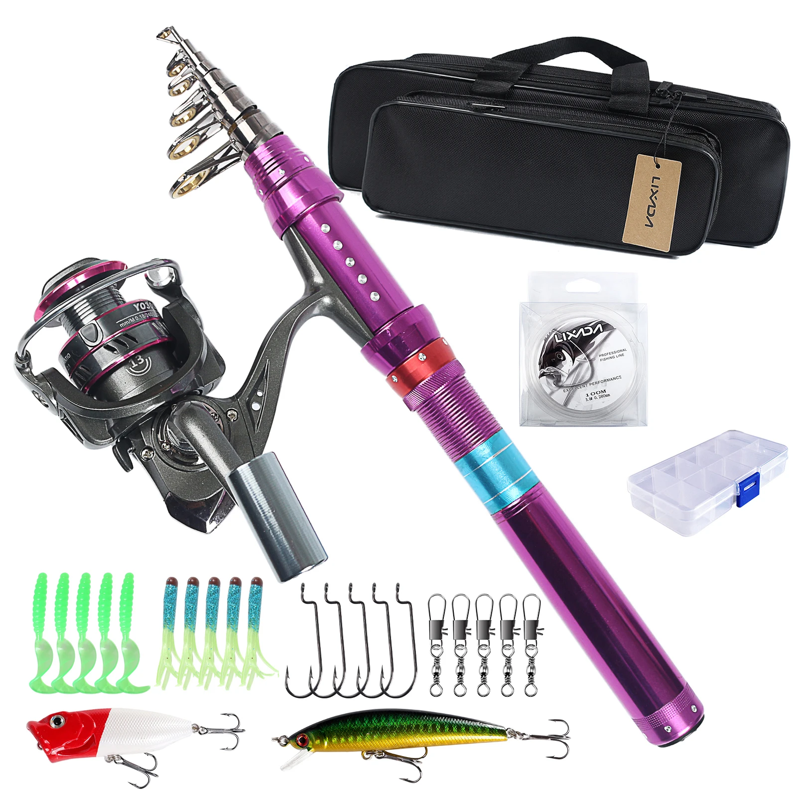 Lixada Fishing Rod and Reel Combo Carbon Fiber Telescopic Fishing Rod with Reel Combo Set Lures Jig Hooks Fishing Carrier Bag
Lixada Fishing Rod and Reel Combo Carbon Fiber Telescopic Fishing Rod with Reel Combo Set Lures Jig Hooks Fishing Carrier Bag