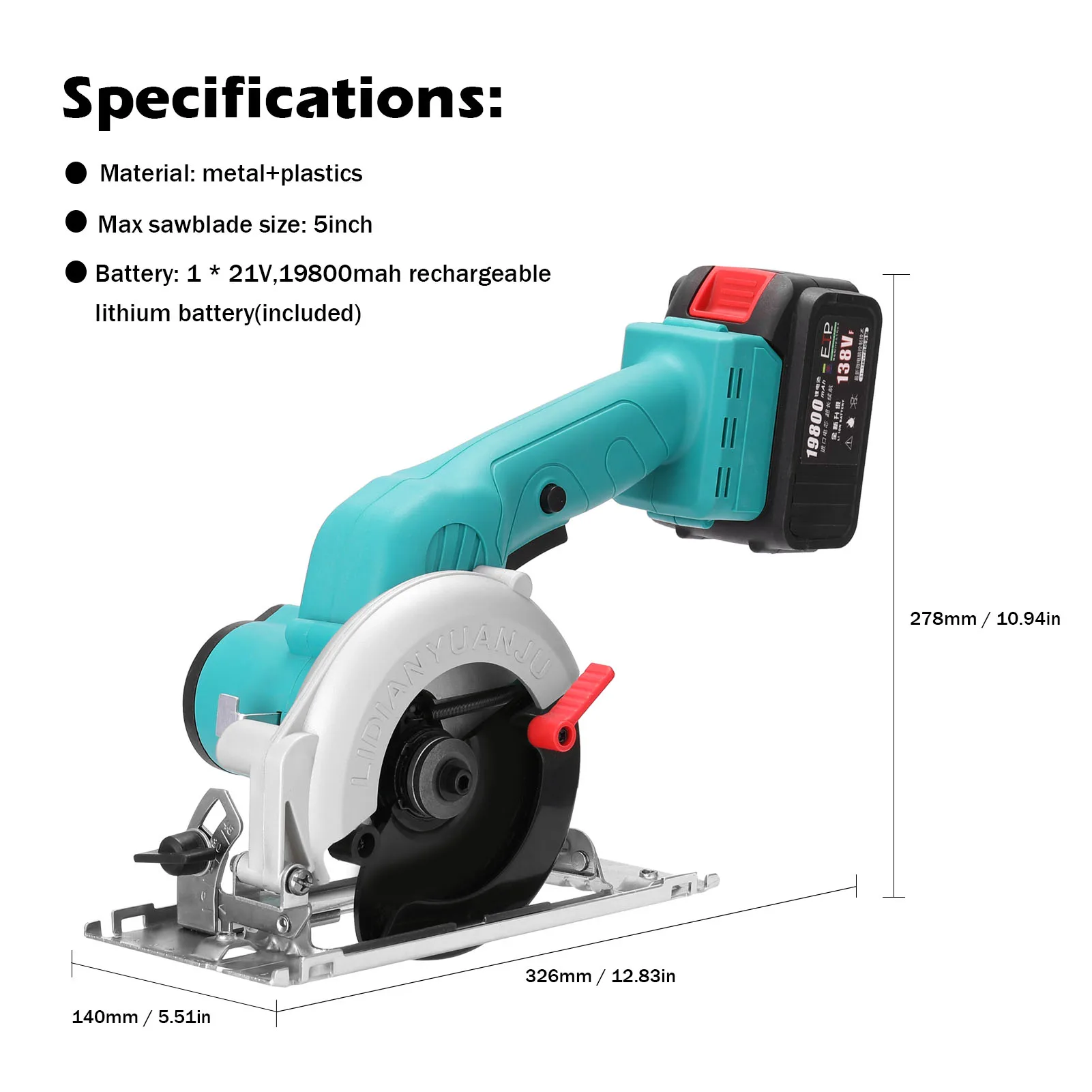 5inch 138VF Electric Circular Saw High Power Lithium Battery Woodworking Tool Wood Board Marble Cutting Machine
5inch 138VF Electric Circular Saw High Power Lithium Battery Woodworking Tool Wood Board Marble Cutting Machine