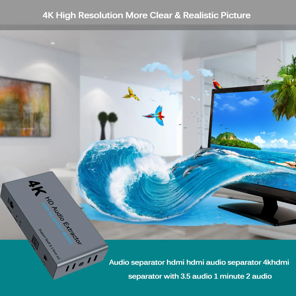 Splitter 4k HD Switcher 3.5mm SPDIF Audio Extractor 60HZ for Laptop Computer Amplifier Earphone TV
Splitter 4k HD Switcher 3.5mm SPDIF Audio Extractor 60HZ for Laptop Computer Amplifier Earphone TV