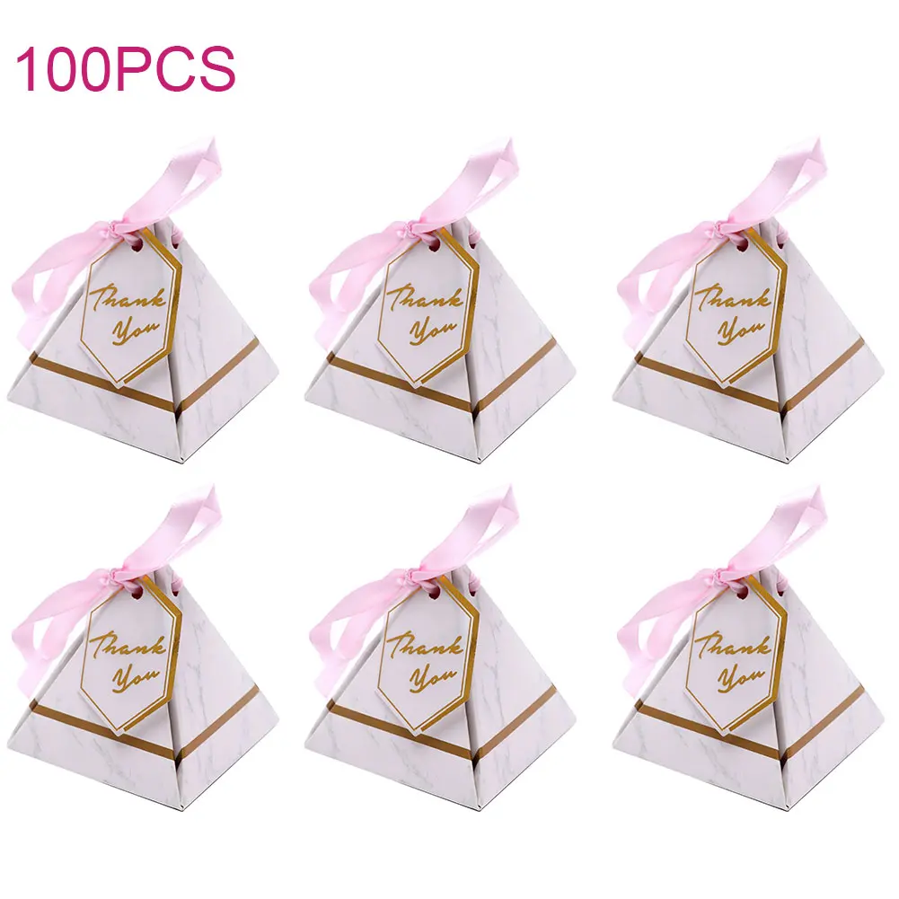 

Коробка для конфет, треугольная фотобумага для вечерние, бумажные подарочные коробки с карточкой и лентой