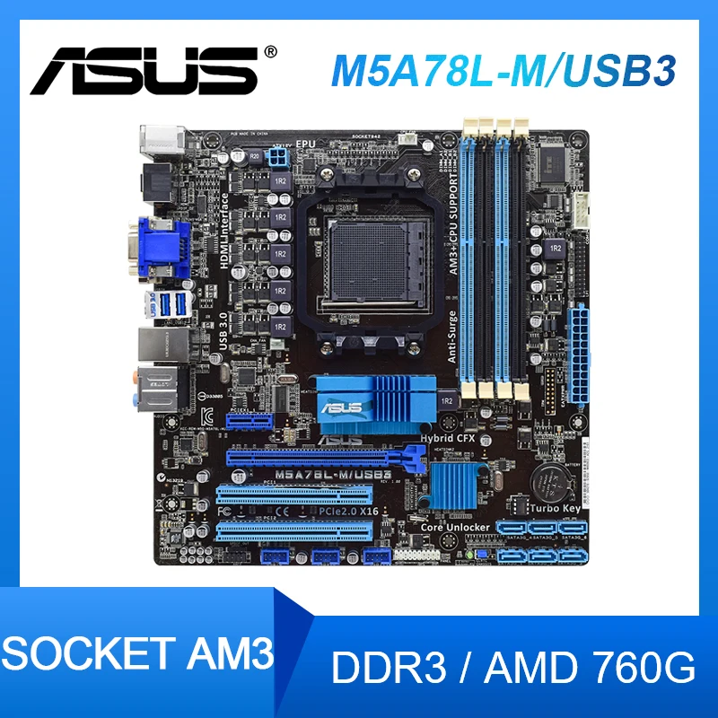 Материнская плата ASUS M5A78L-M/USB3, разъем AM3 + DDR3 16 ГБ для FX-6300, USB 2,0 SATA 2 ATX, материнская плата
Материнская плата ASUS M5A78L-M/USB3, разъем AM3 + DDR3 16 ГБ для FX-6300, USB 2,0 SATA 2 ATX, материнская плата