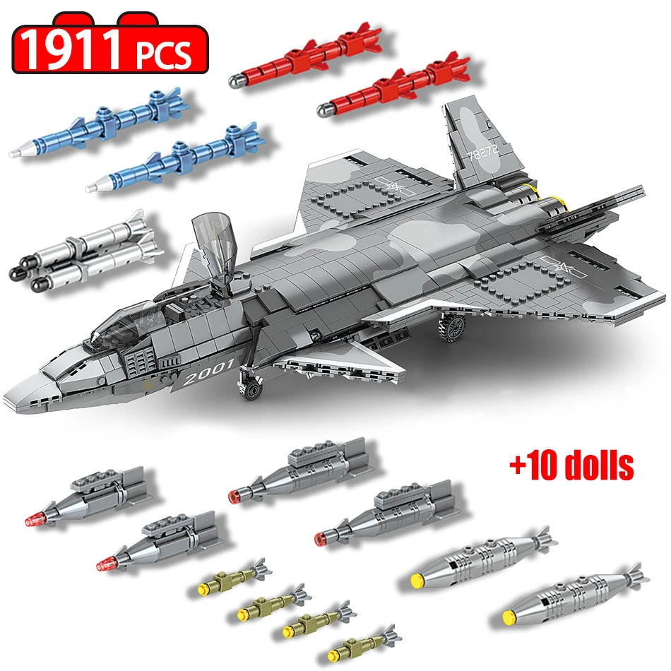 1911PCS Military Weapon J-20 Aircraft Model Bricks WW2 Fighter City Technical Aircraft Carrier Building Blocks Toys for Children
1911PCS Military Weapon J-20 Aircraft Model Bricks WW2 Fighter City Technical Aircraft Carrier Building Blocks Toys for Children