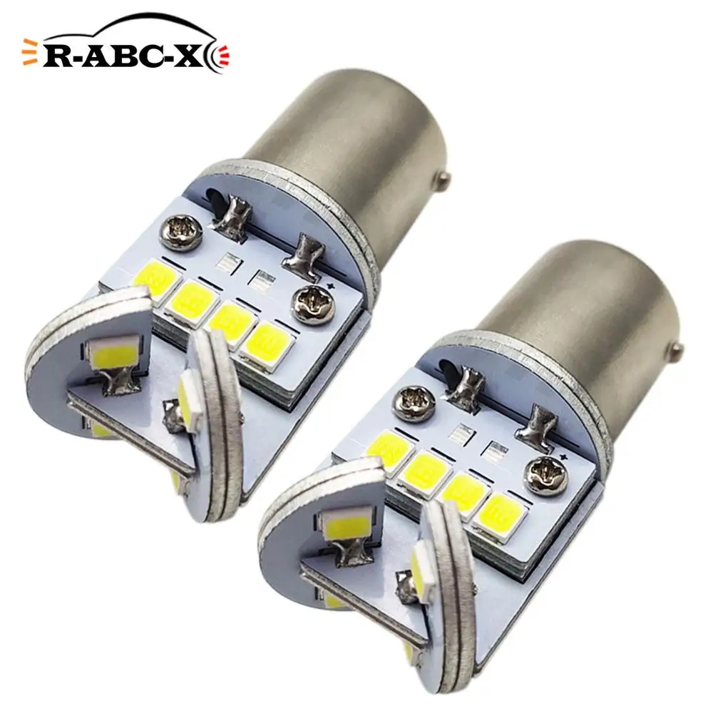 

2Pcs 2835smd Car Led Light Turn Signal Reverse Brake Backup Rear Indicator Lamp 1156 BA15S P21W 700LM 10-30V 12V 24V White 6000K