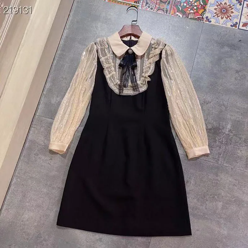 New 2021 Women Summer Fashion Runway Mini Dress Long Sleeves Sequined Mesh Patchwork Ladies Slim A-Line Black Dresses
New 2021 Women Summer Fashion Runway Mini Dress Long Sleeves Sequined Mesh Patchwork Ladies Slim A-Line Black Dresses