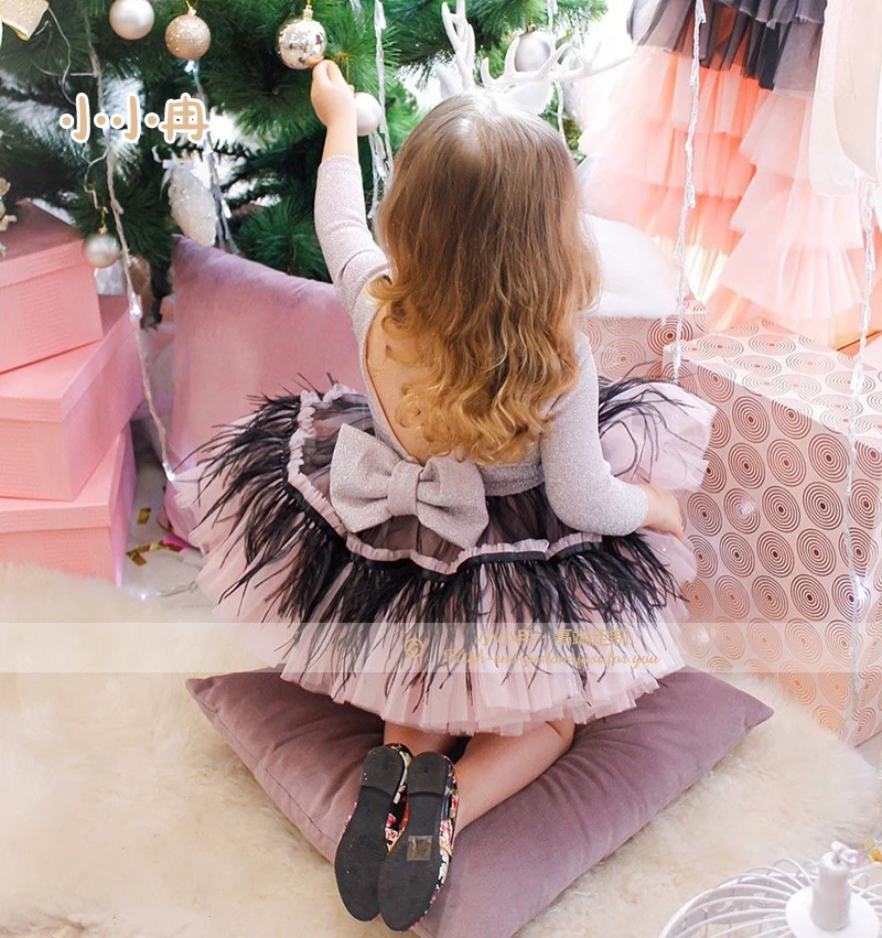 Customized Girls Feather Dresses Long Sleeve Pink Tulle Kids Birthday Dress Christmas Party Dress Photography Props AG0514
Customized Girls Feather Dresses Long Sleeve Pink Tulle Kids Birthday Dress Christmas Party Dress Photography Props AG0514