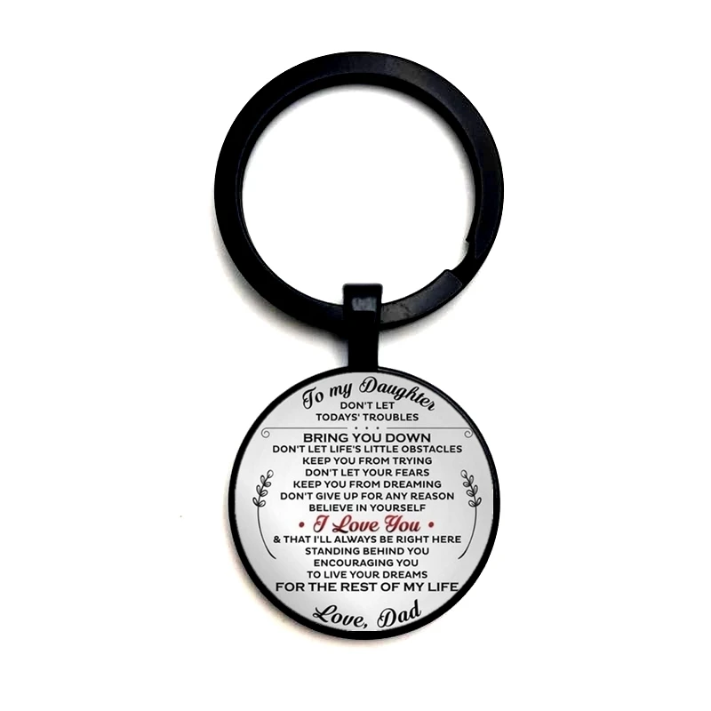 I Love You To My Daughter Key Ring Glass Cabochon Car Key Pendant Male and Female Key Ring Gift Jewelry
I Love You To My Daughter Key Ring Glass Cabochon Car Key Pendant Male and Female Key Ring Gift Jewelry